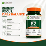 Pure Nutrition Vitamin B2 (Riboflavin) 2.4mg Capsules – Energy & Wellness Support Dietary Supplement – 120 Capsules