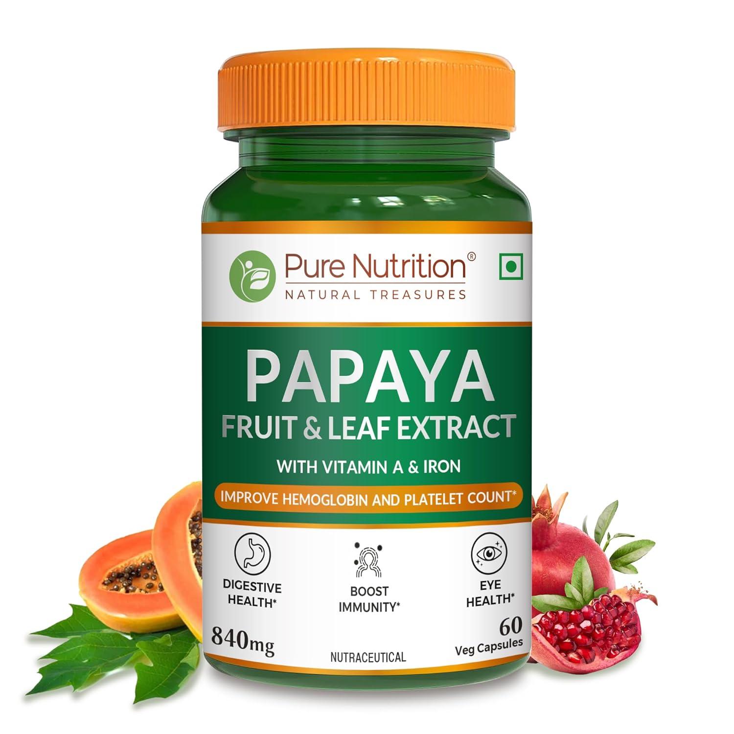 Pure Nutrition Papaya Fruit & Leaf Extract 600mg Veg Capsule