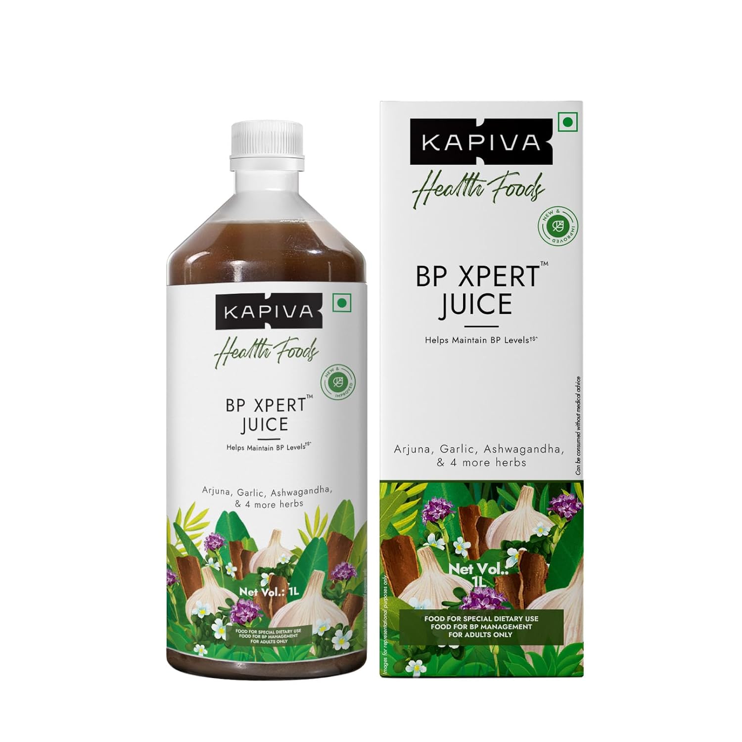 Kapiva BP Care Juice - 100% Ayurvedic Juice to Support Healthy Blood Pressure Levels| Arjuna, Jatamansi & 8 Other Herbs 1 Litre (BP Xpert)