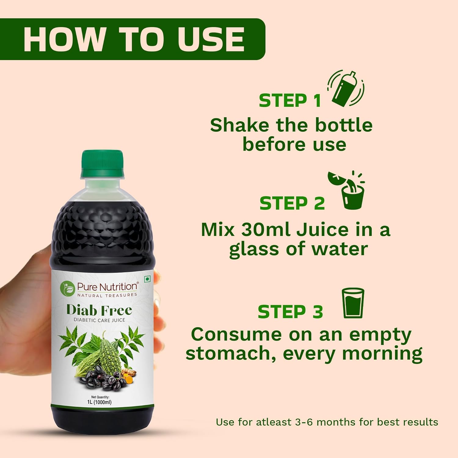 Pure Nutrition Diab Free Juice – 1000ml | Herbal Wellness Blend | Daily Metabolic Support