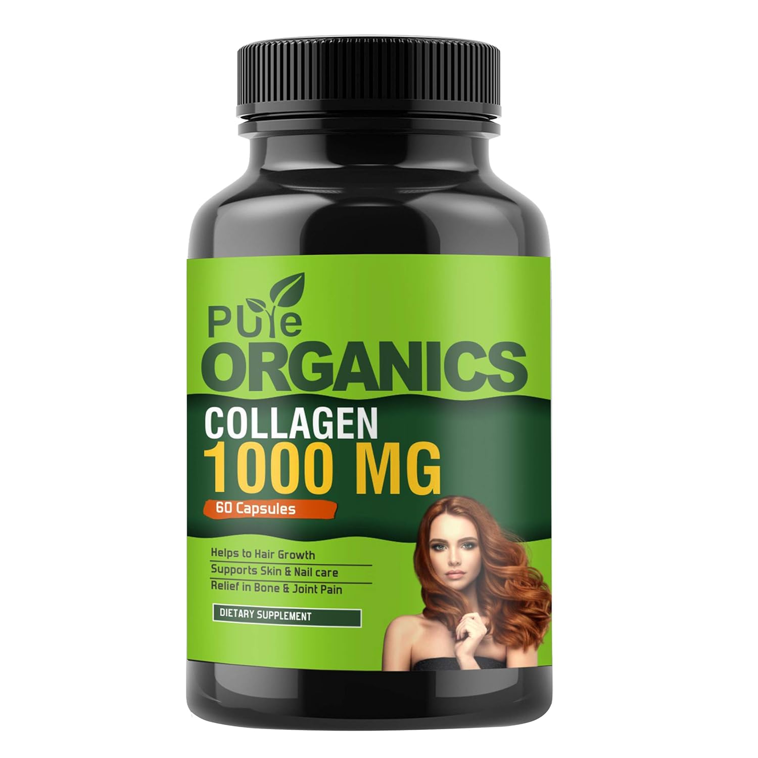 PUREORGANICS Collagen Protein Capsules 1000 mg Collagen Peptides for Healthy Skin and Nails and Relief in Bone and Joint Pain - 60 Capsules