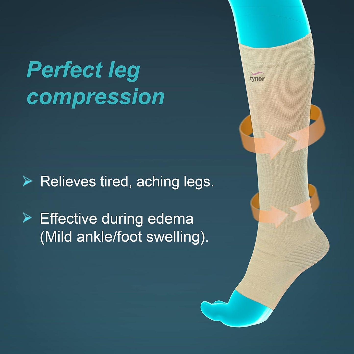 Tynor Compression Stocking Below Knee Classic - Beige