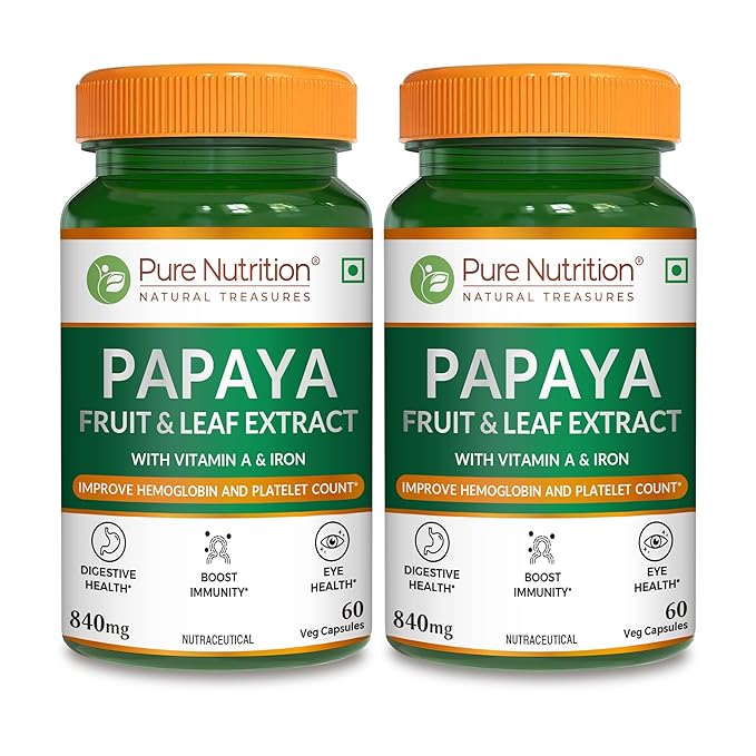 Pure Nutrition Papaya Fruit & Leaf Extract 600mg Veg Tablet