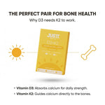 Justt Essentials D3+K2 Vitamin D3 Oral Strips, 600 IU, Orange Burst Flavour, Fast Dissolving, Sugar-Free, 30 Strips