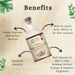 Pure Nutrition Virgin Coconut Oil 750ml Glass Bottle | Cold Pressed Natural Coconut Oil