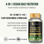 Anupurak D3+K2(MK-7)+B12 with Omega-3 from Algal Tablet (120 Each)