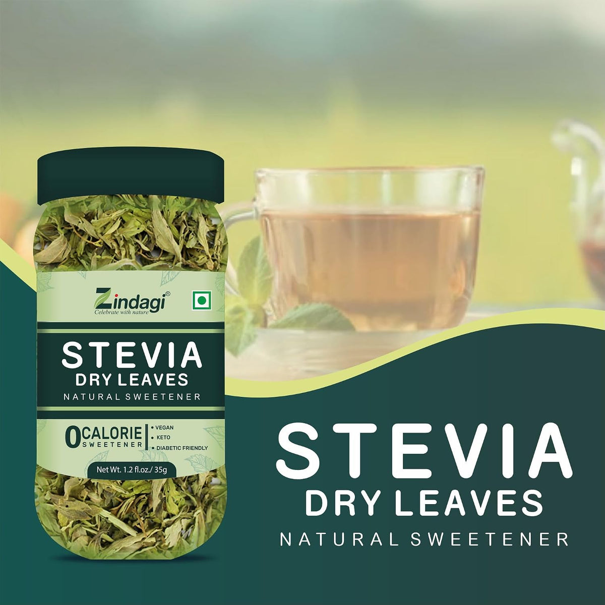 Zindagi Stevia Sugar-Free Powder & Stevia Plant Dry Leaves | 100% Natural Zero-Calorie Sweetener Combo Pack