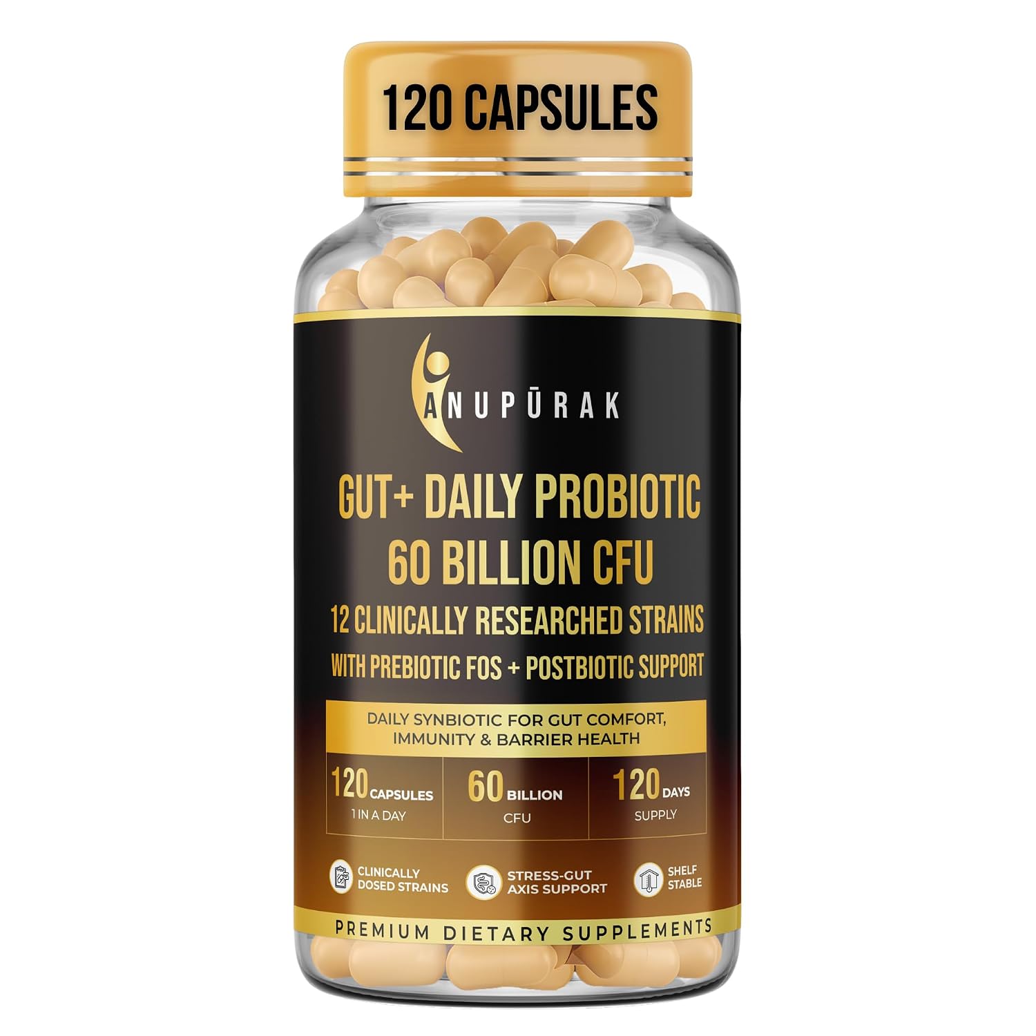 Anupurak Gut + Daily Probiotic 60 Billion CFU Capsule (120 Each)