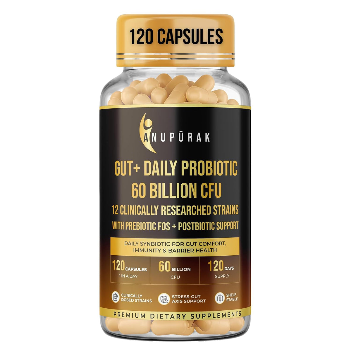 Anupurak Gut + Daily Probiotic 60 Billion CFU Capsule (120 Each)