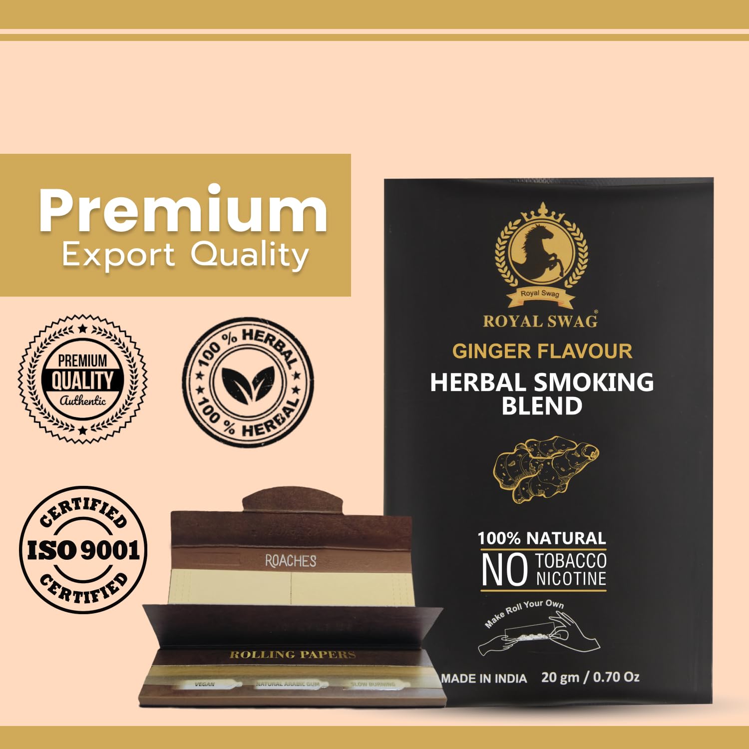 Royal Swag Zinger Herbal Smoking Blend (20g) & King Size Slim Papers Combo Pack