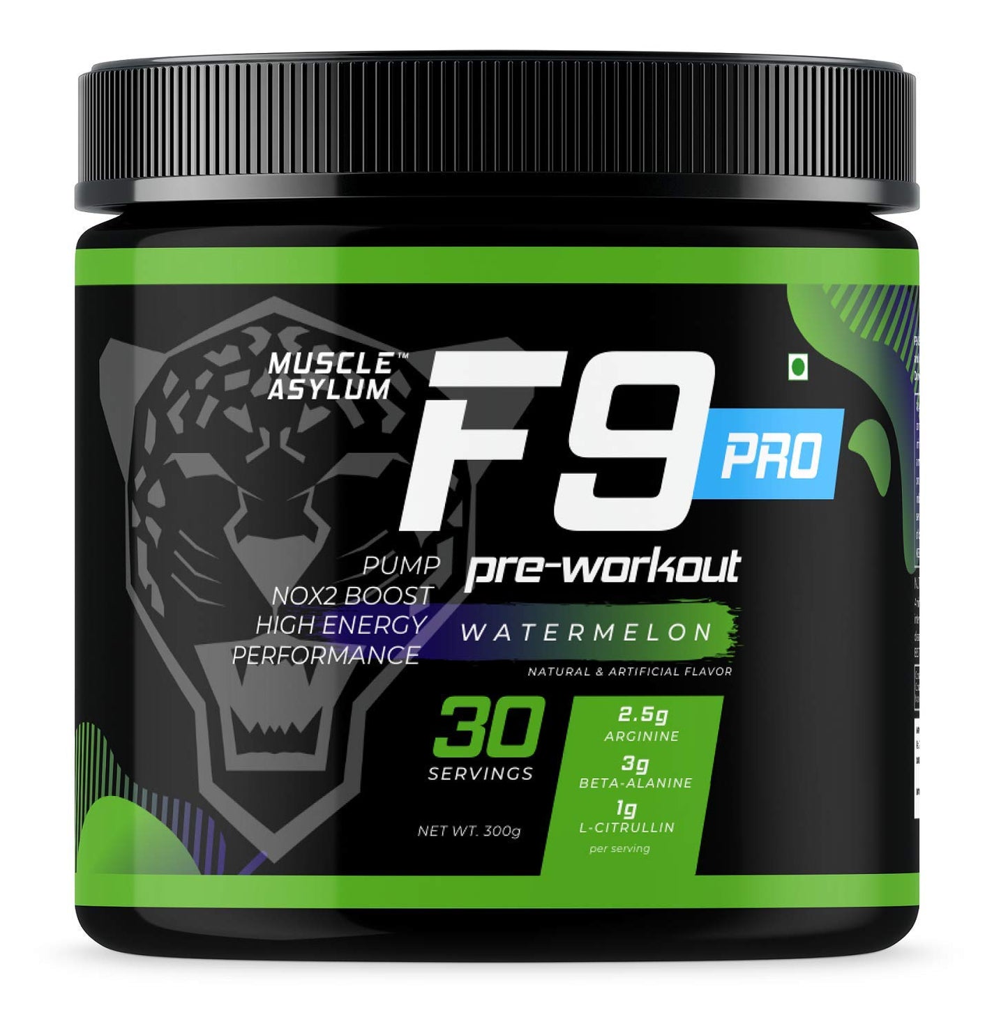 Muscle Asylum F9 Pro Pre-Workout Powder - 30 Servings, 300 Gm
