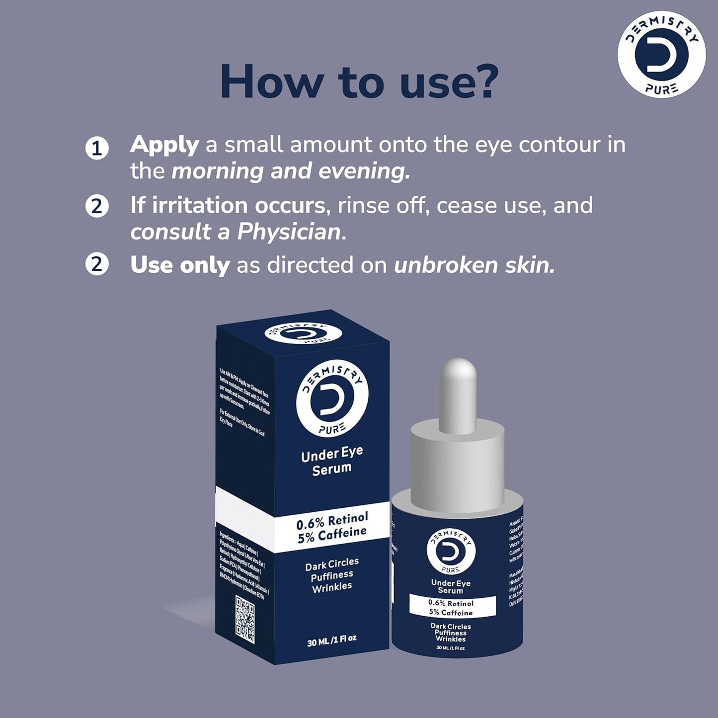 Dermistry Pure 0.6% Retinol 5% Caffieine Under Eye Serum