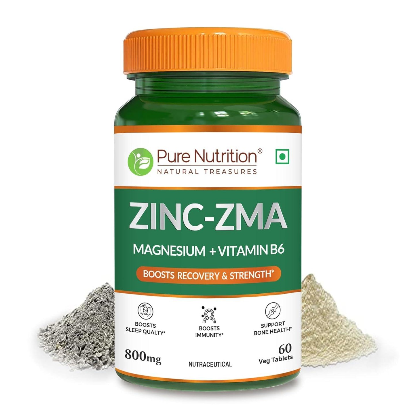 Pure Nutrition Zinc-ZMA 800 mg Veg Tablet with Magnesium & Vitamin B6 for Immunity, Bones & Muscles | Veg Tablet