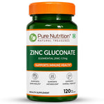 Pure Nutrition Zinc Gluconate 60mg, 120 Capsules | Immune & Skin Health Support
