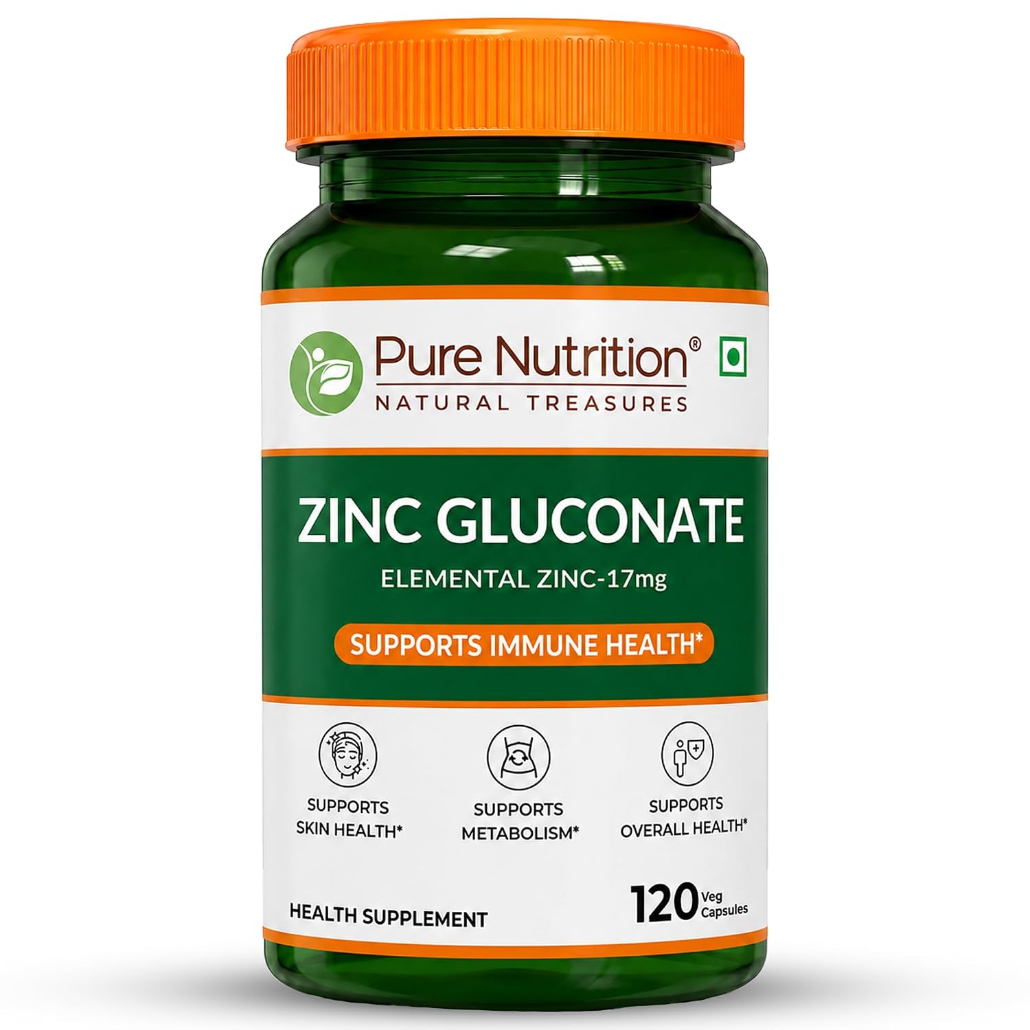 Pure Nutrition Zinc Gluconate 60mg, 120 Capsules | Immune & Skin Health Support