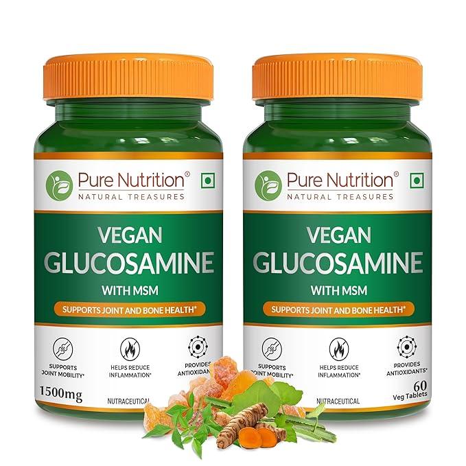 Pure Nutrition Vegan Glucosamine with MSM 1500 mg Veg Tablet for Joints & Antioxidant Support