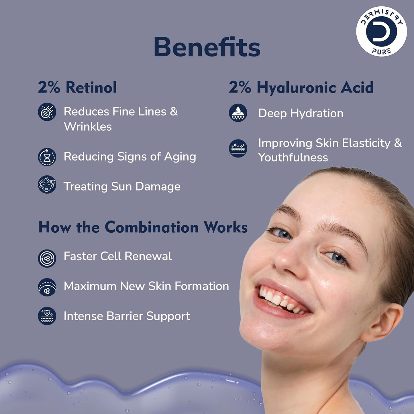 Dermistry Pure 2% Retinol 2% Hyaluronic Acid Anti Aging Face Serum