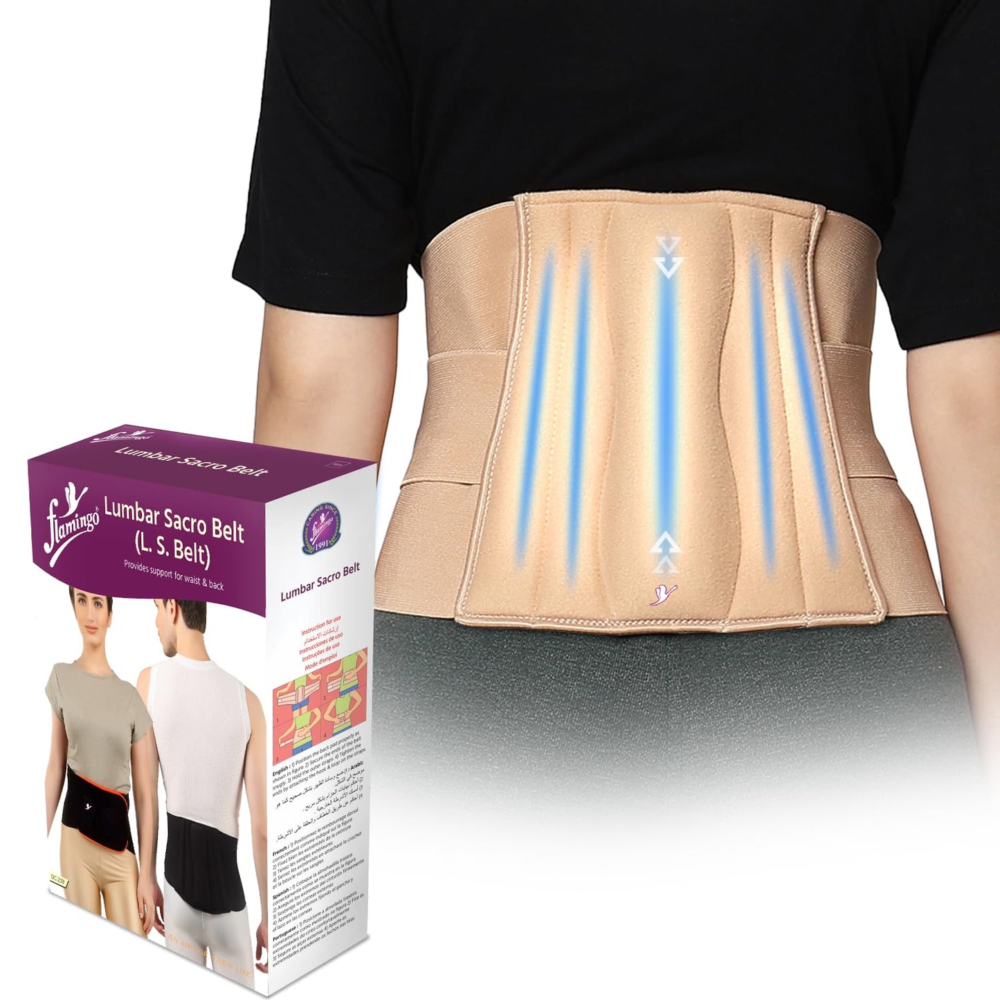 Flamingo Lumbar Sacro Belt | For Pain Relief | Supports Waist & Back