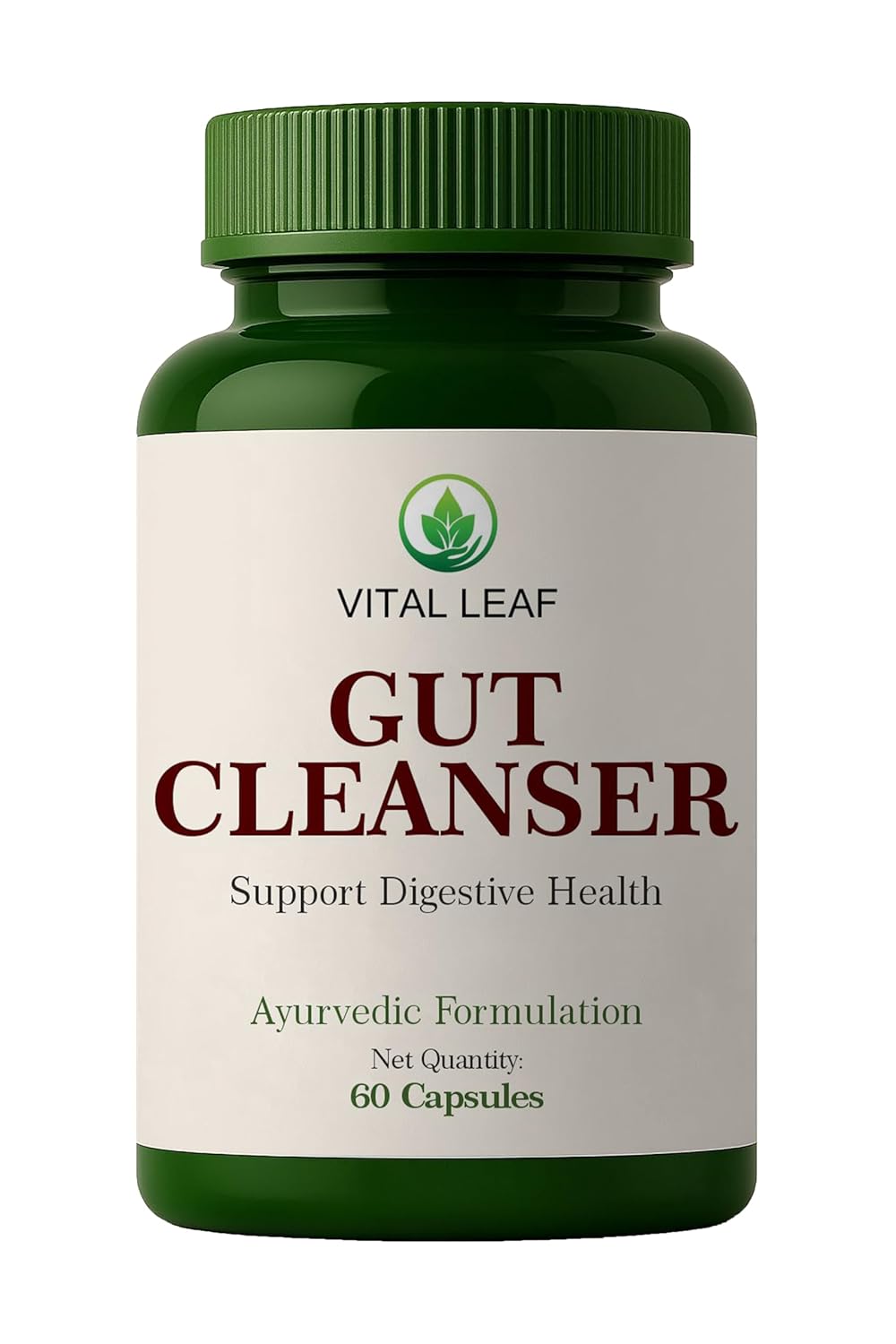 Vital Leaf Gut Cleanser Capsules – Ayurvedic Capsules with Triphala, Senna, Amaltas & Tivrat – Herbal Digestive Support Formula – 60 Plant-Based Capsules