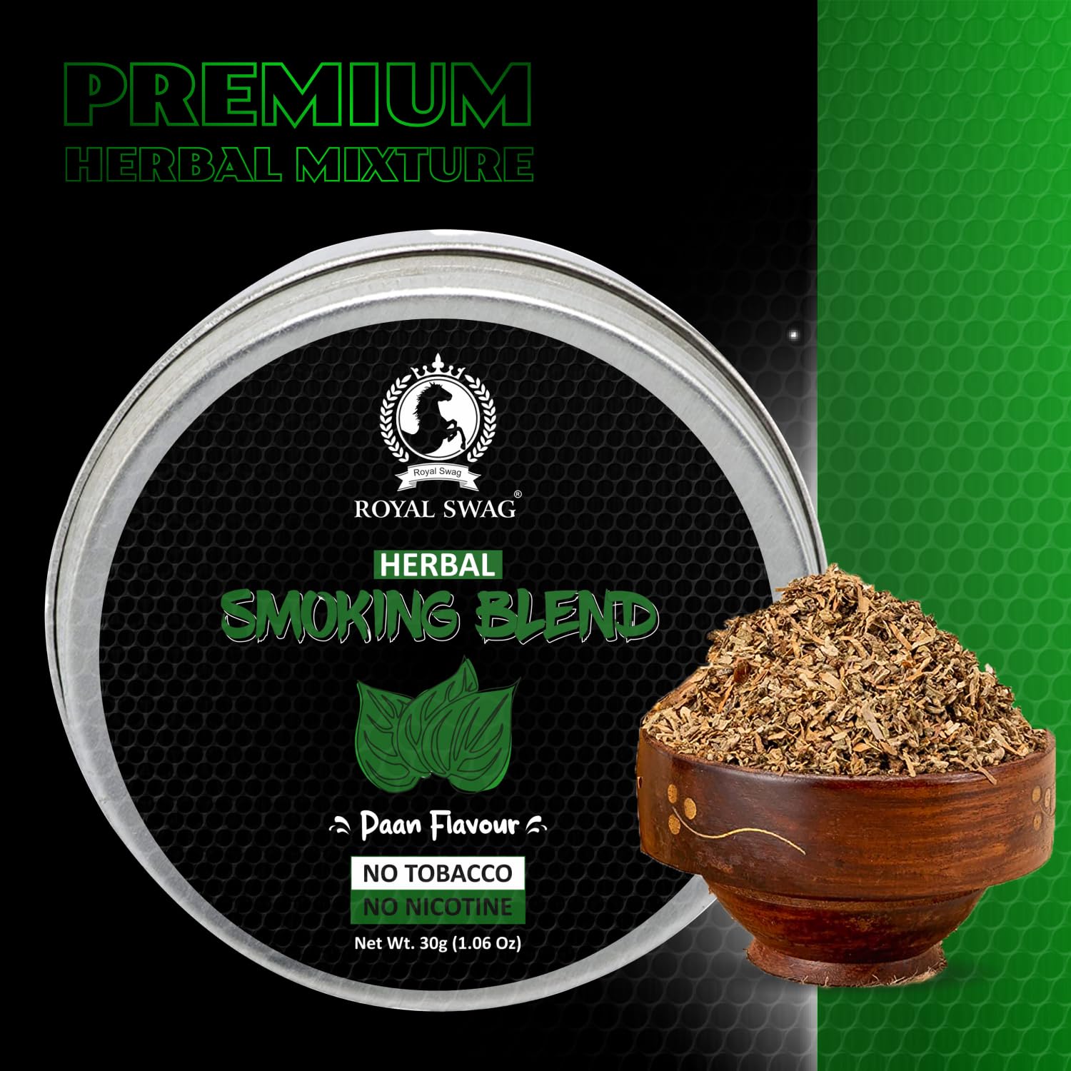 Royal Swag Herbal Smoking Mixture Paan Flavour - Tobacco Free (30g / 1.0 oz Pouch)