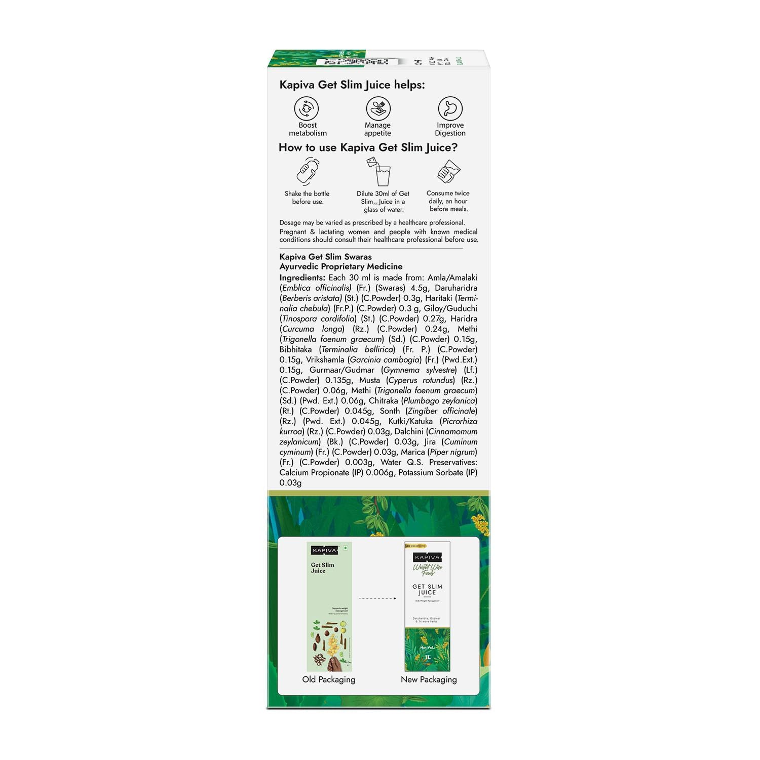 Kapiva Get Slim Juice - Healthy Weight Management Through 12 Ayurvedic Herbs Aids Metabolism and Digestion - 1L