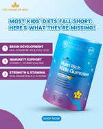 AYU Nutririch Kids Multivitamin Gummies | 16 Vitamins and Minerals | No Added Sugar | Immunity, Brain Health and Gut Support | Mango Flavour | 60 gummy stars
