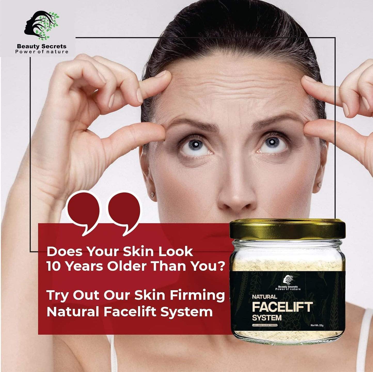 Beauty Secrets Natural Face Lifting Pack/Mask || Beauty Secrets Instant Face Lift System | Tight,Glowing and Youthful Skin in just 20 Minutes | For Men & Women | 22Gms