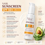 VASL Sunscreen SPF 50+ PA++++ - Broad Spectrum Daily UVA UVB Cream, 130ml