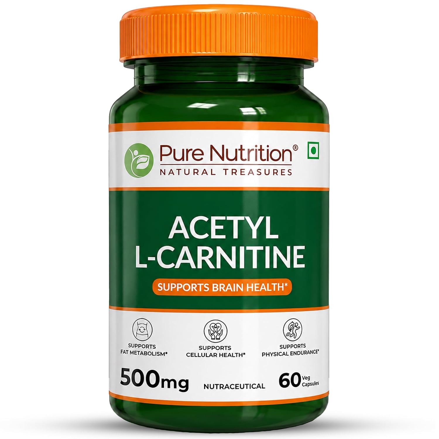 Pure Nutrition Acetyl L-Carnitine 500mg, 60 Capsules | Energy & Fitness Support Supplement