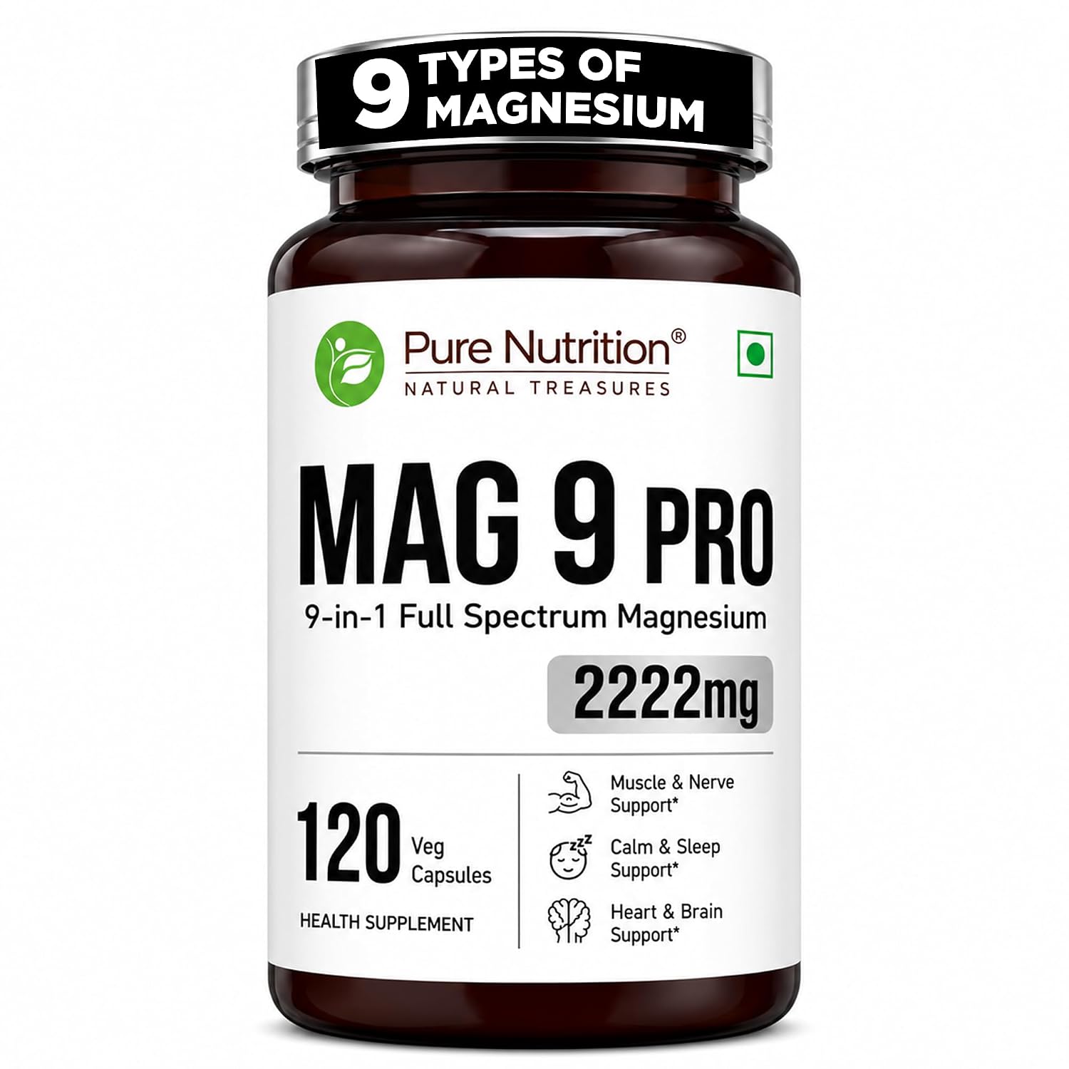 Pure Nutrition Mag 9 Pro 120 Capsules | Magnesium Complex for Muscle, Nerve & Energy Support