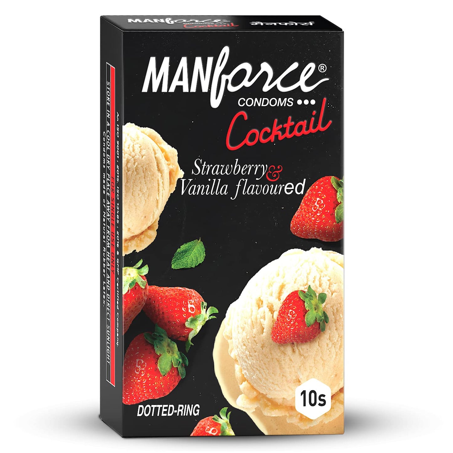 Manforce Dotted-Ring Cocktail Condom Strawberry & Vanilla for Men- 20 Count (Pack of 2)