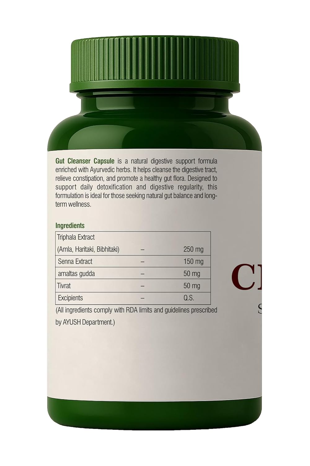 Vital Leaf Gut Cleanser Capsules – Ayurvedic Capsules with Triphala, Senna, Amaltas & Tivrat – Herbal Digestive Support Formula – 60 Plant-Based Capsules