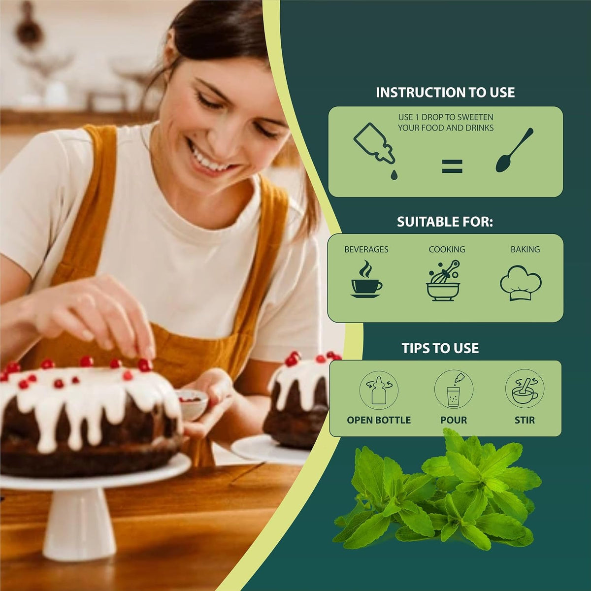 Zindagi Stevia Drops (50 ml) with Monk Fruit Extract Powder (50 Sachets) | 100% Natural Zero-Calorie Sweetener Combo Pack