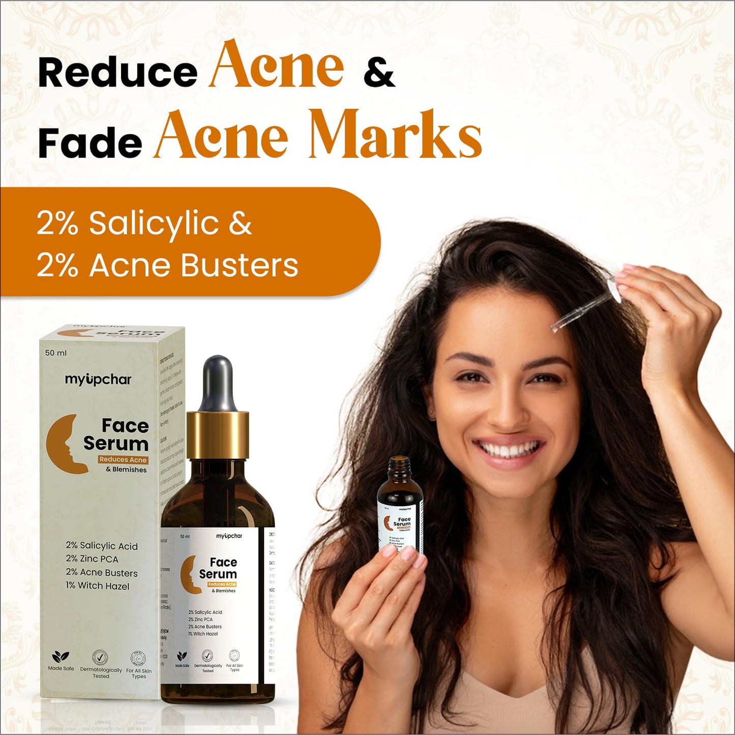 myUpchar 2% Salicylic Acid Face Serum Used for Acne, Oily Skin, Blackheads, Tightens Pores, Blemishes & Dark Spots Reduction - 50ml