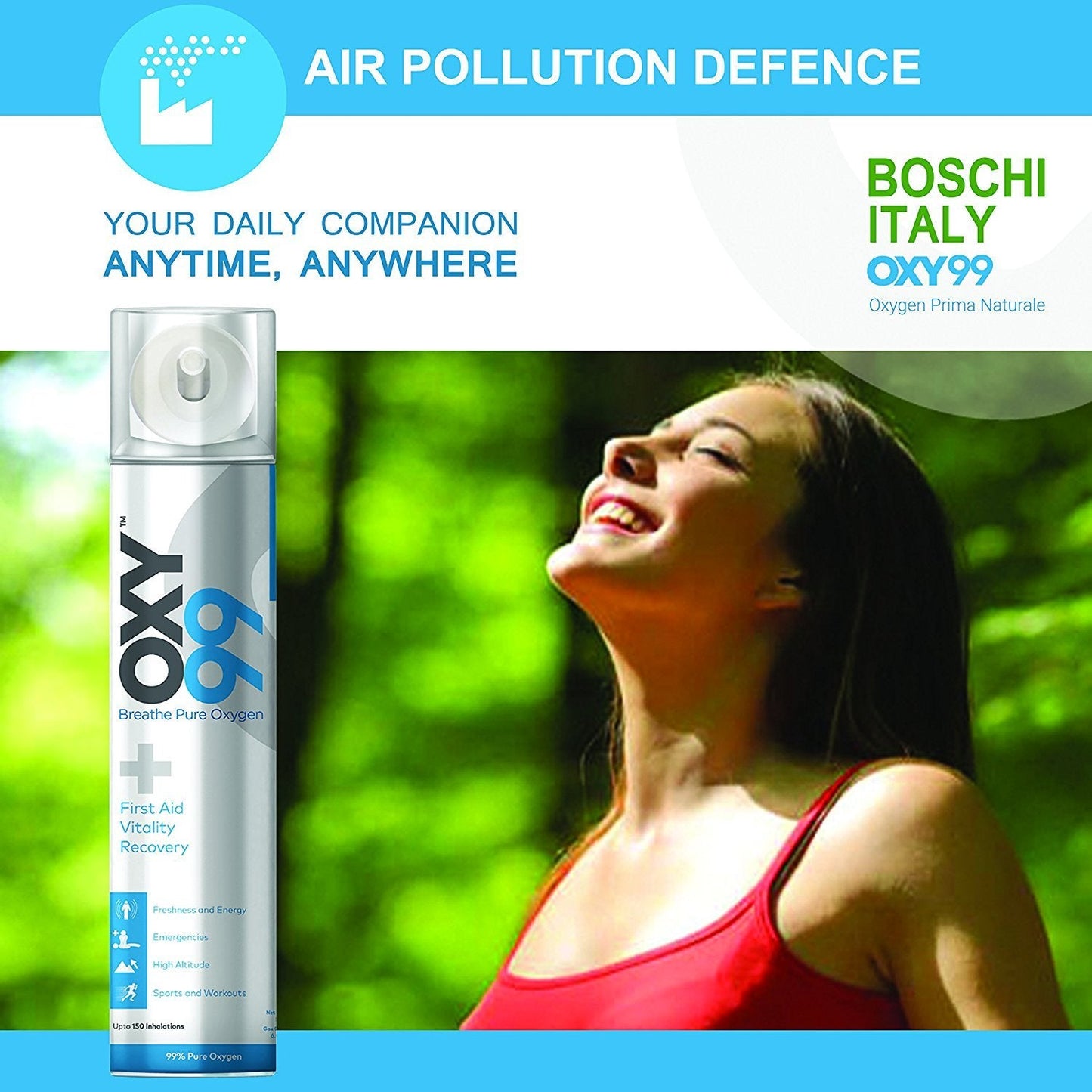 Oxy99 Portable Oxygen Can (6ltr Each) with 1 Mask - Pack of 2