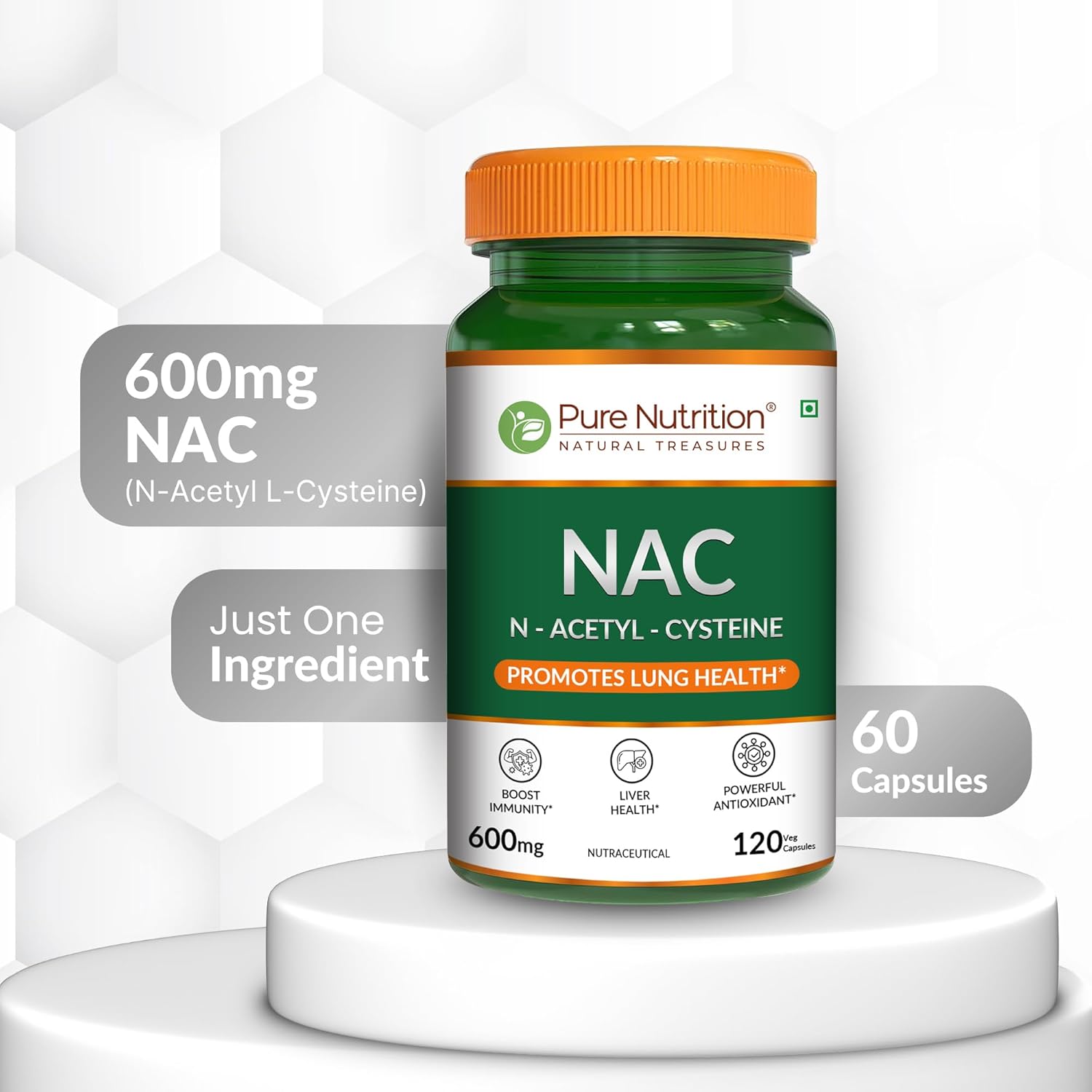 Pure Nutrition NAC 600mg – 120 Capsules | Antioxidant & Cellular Support