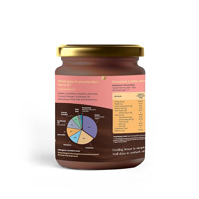 Feed Smart Chocolate & Date Jam - The Most Luscious Chocolate and Date Jam - (225 g each)