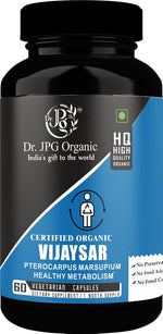 DR. JPG Organic Vijaysar / Bijasar Capsules (500mg, 60 Veg Capsules) | For Digestive Health & Blood Sugar Balance | 100% Certified Organic