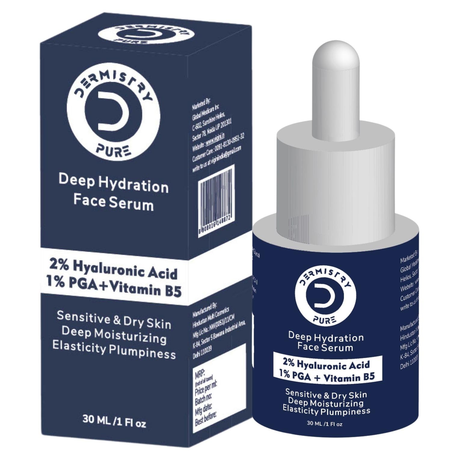 Dermistry Pure 2% Hyaluronic Acid 1% PGA Vitamin B5 Deep Hydration Face Serum