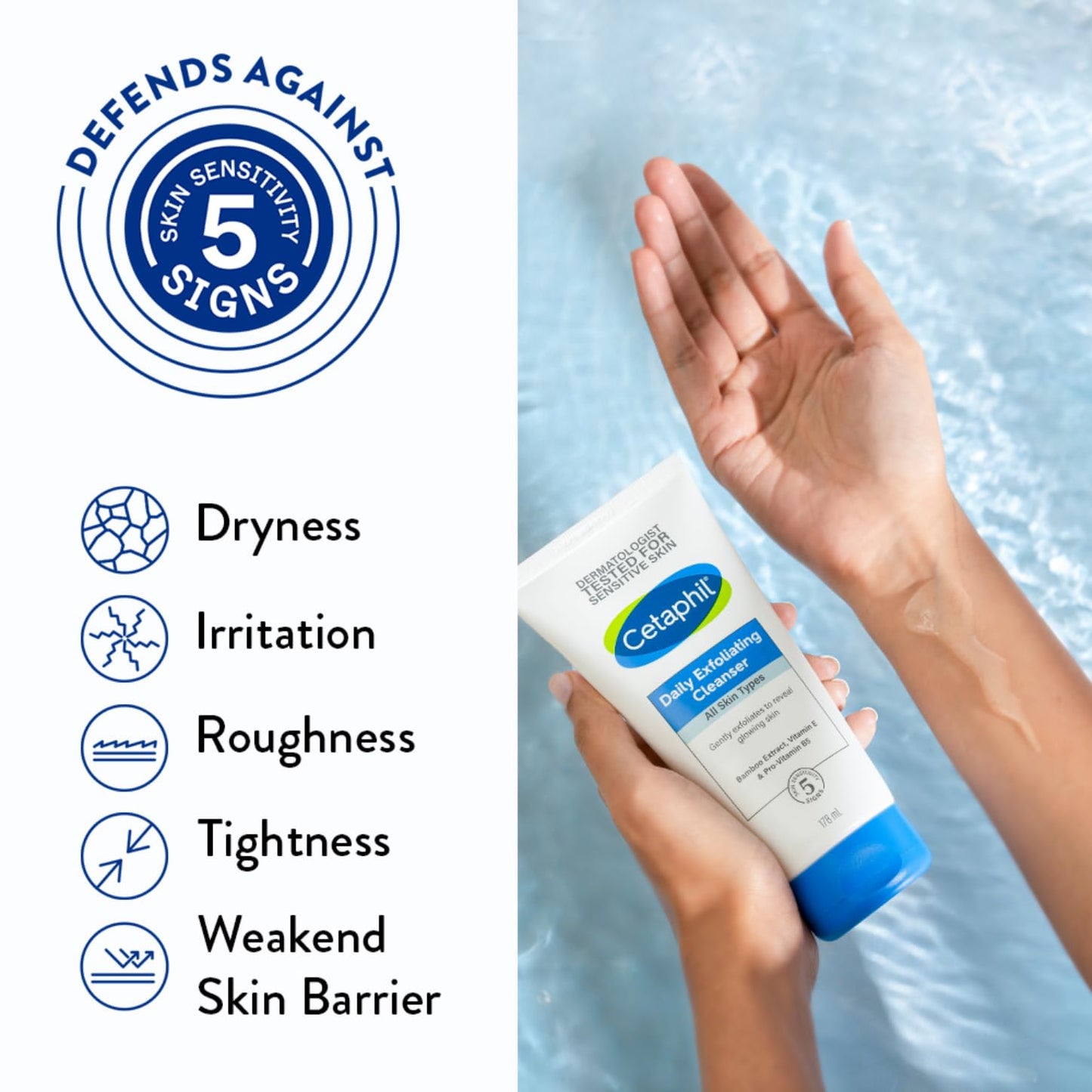 Cetaphil Daily Exfoliating Cleanser with Vitamin E | For All Skin Types Cleanser - 178ml