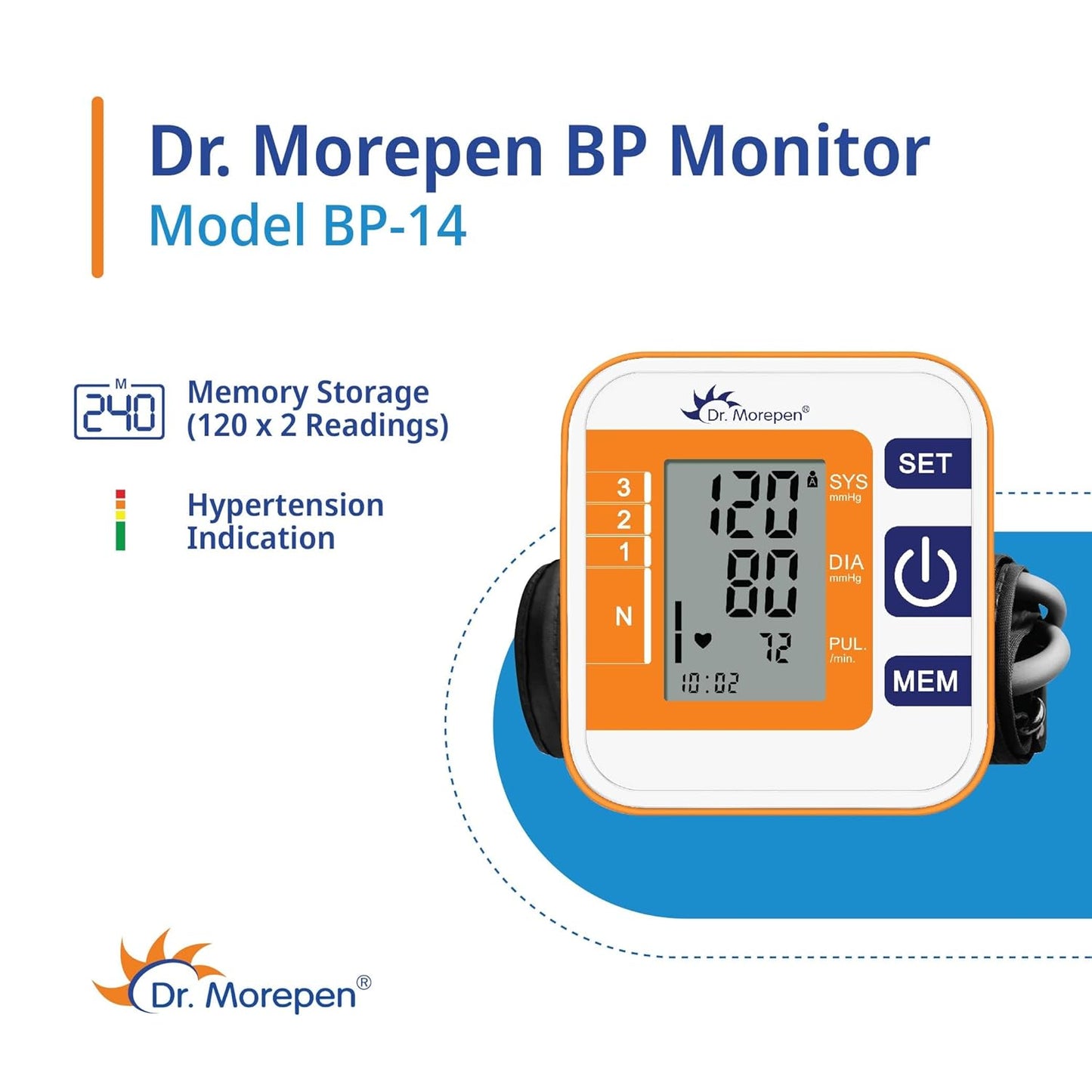 Dr. Morepen Arm Blood Pressure Monitor Model Bp 14, Multicolor