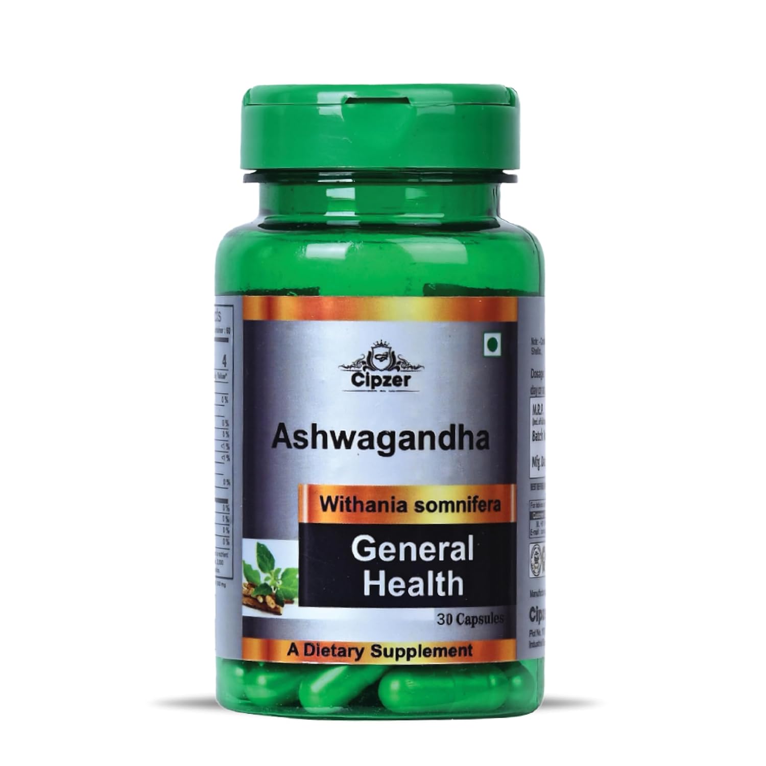 Cipzer Ashwagandha Capsules - Natural Adaptogen for Calmness & Vitality (30 Capsules)