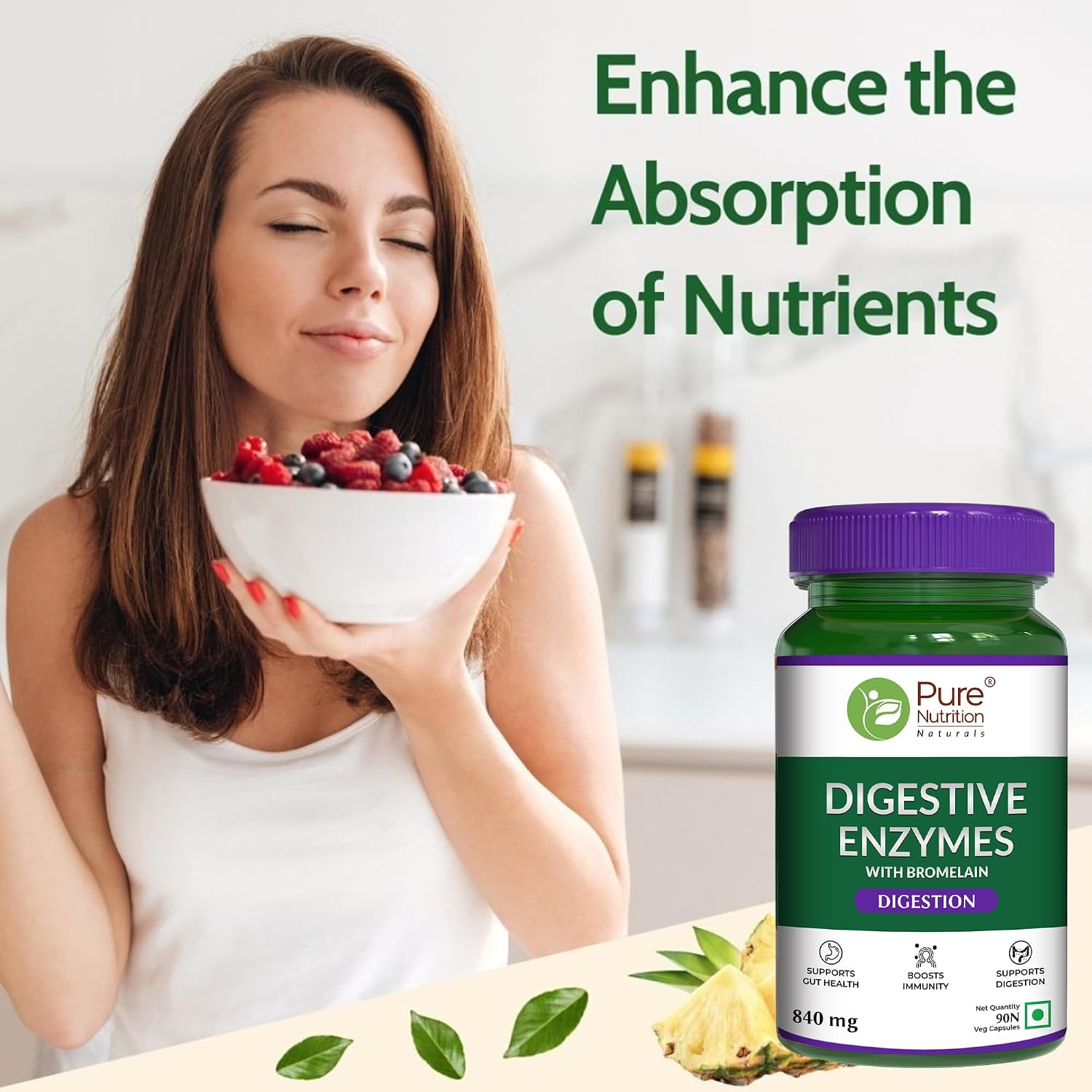 Pure Nutrition Digestive Enzymes 90 Capsules | Digestive Health & Nutrient Absorption Support