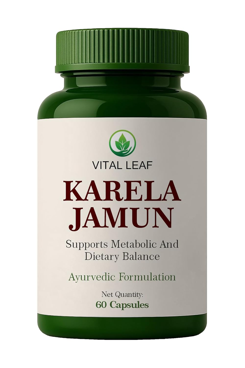 Vital Leaf Karela Jamun Capsules – Ayurvedic Blend with Karela, Jamun, Methi, Gudmar & Neem – Plant-Based Herbal Supplement – 60 Vegetarian Capsules