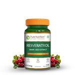 Pure Nutrition Resveratrol Capsules 255mg for Anti-Aging, Heart Health & Immunity | Powerful Antioxidant with Grape Seed Extract for Skin Radiance - 60 Capsules
