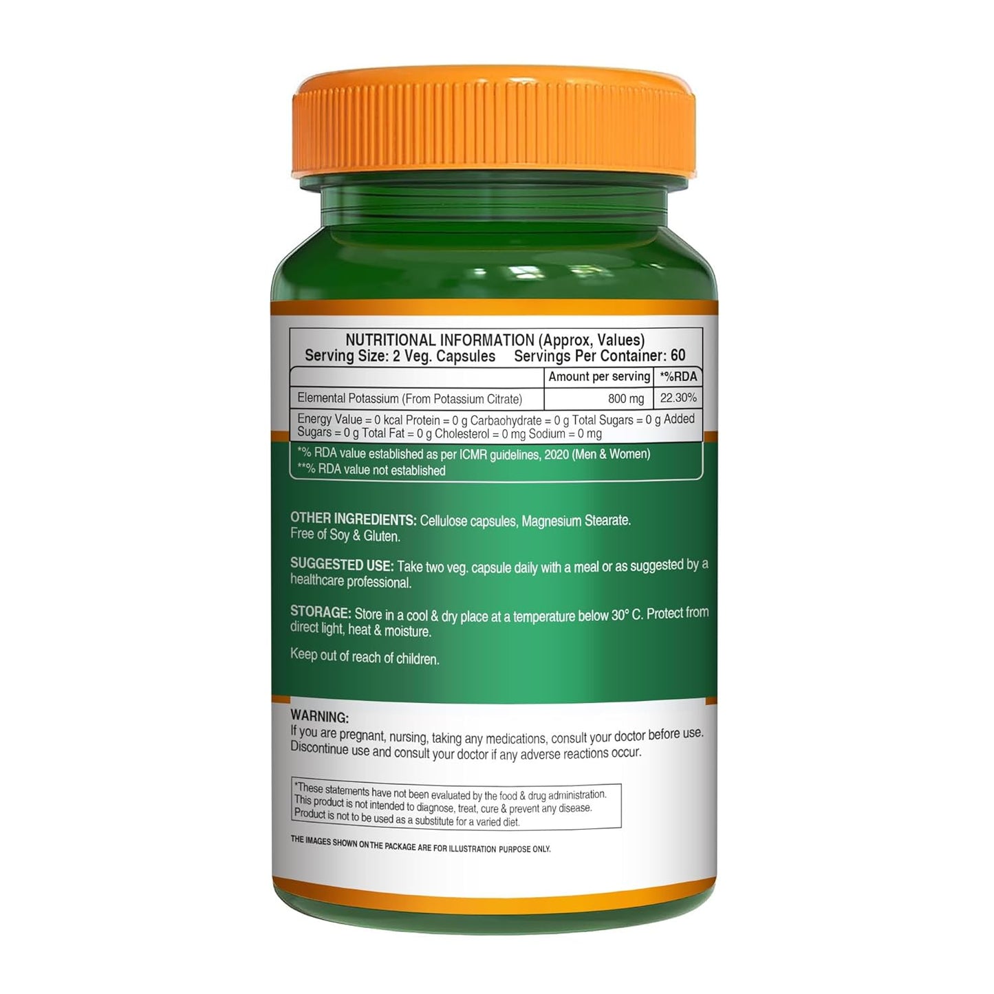 Pure Nutrition Potassium Citrate Capsules 800mg | Promotes Nerve, Muscle, Joint & Bone Health | Supports Kidney Function & pH Balance | Boosts Electrolyte Levels for Hydration & Overall Wellness- 120 Veg Capsules
