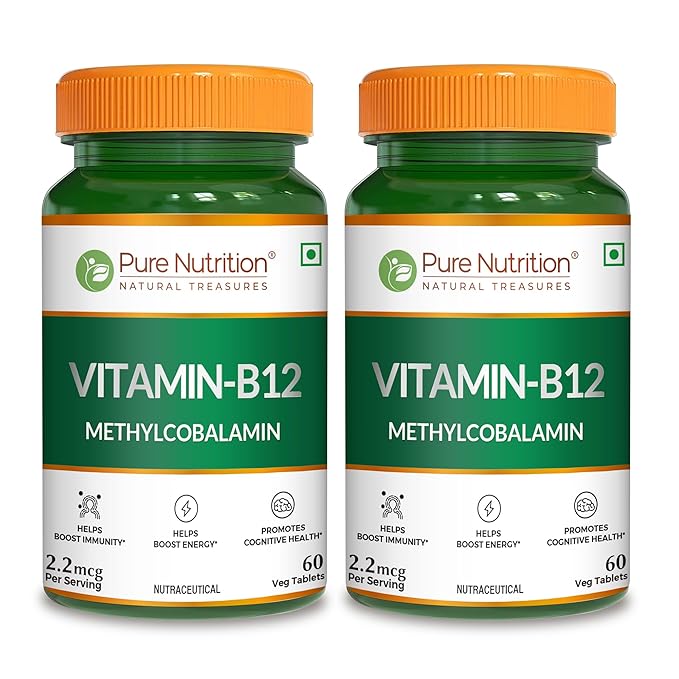 Pure Nutrition Vitamin B12 Tablets - 60 Veg Tablets | Methylcobalamin B12 for Men & Women