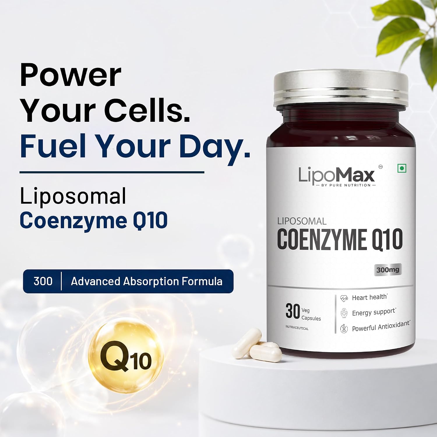 Pure Nutrition Liposomal CoQ10 300mg (30%), 30 Capsules | Heart & Energy Support Supplement
