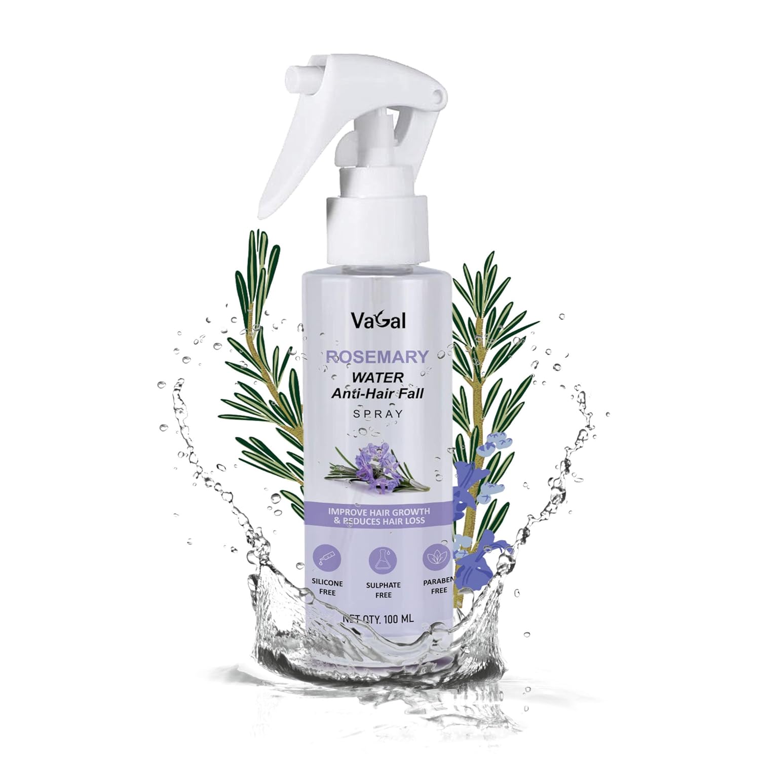 Vagal Rosemary Water - Premium Steam-Distilled Scalp Revitalizing Mist (100ml, 1-Pack)