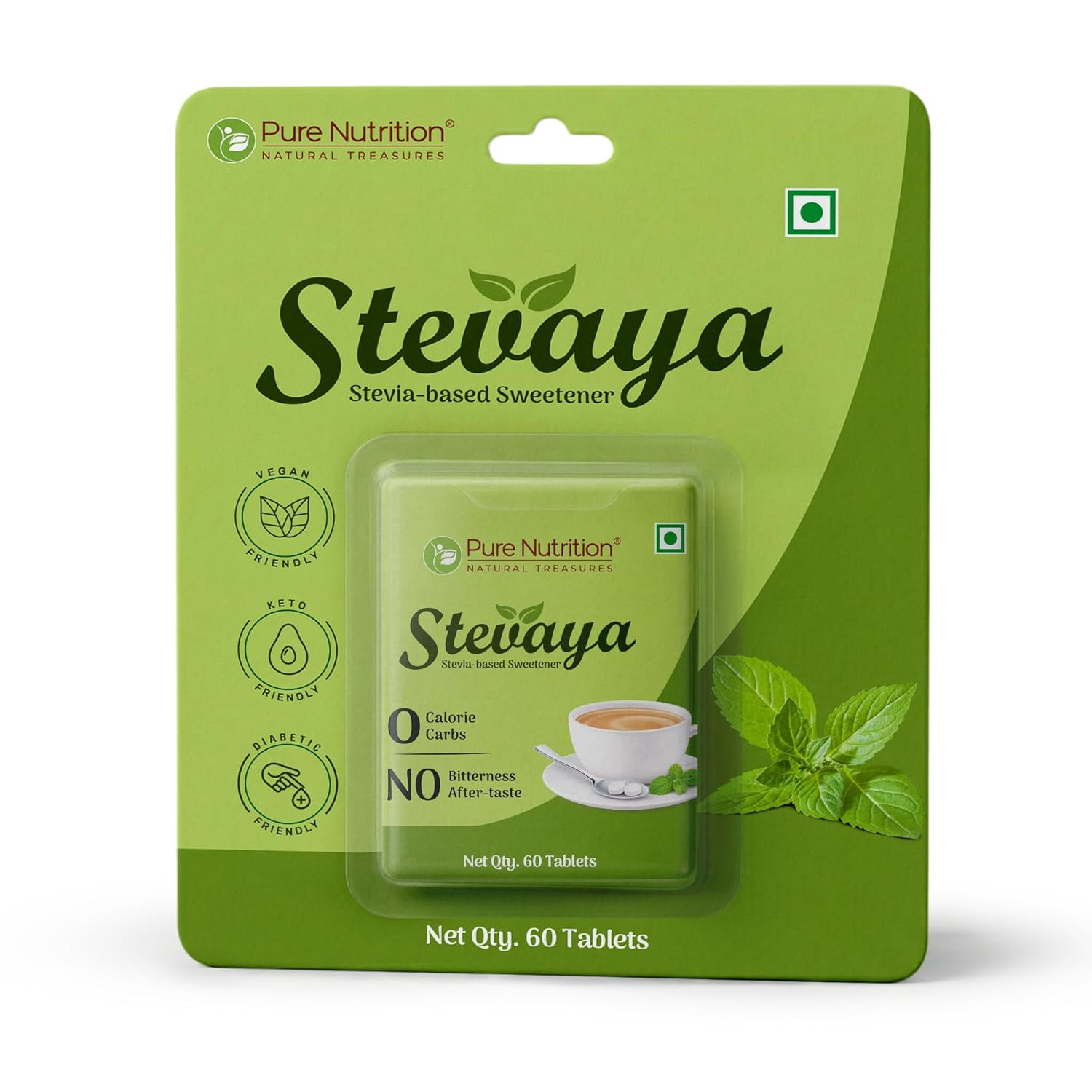 Pure Nutrition Stevia 60 Tablets | Natural Zero-Calorie Sweetener | Sugar Alternative